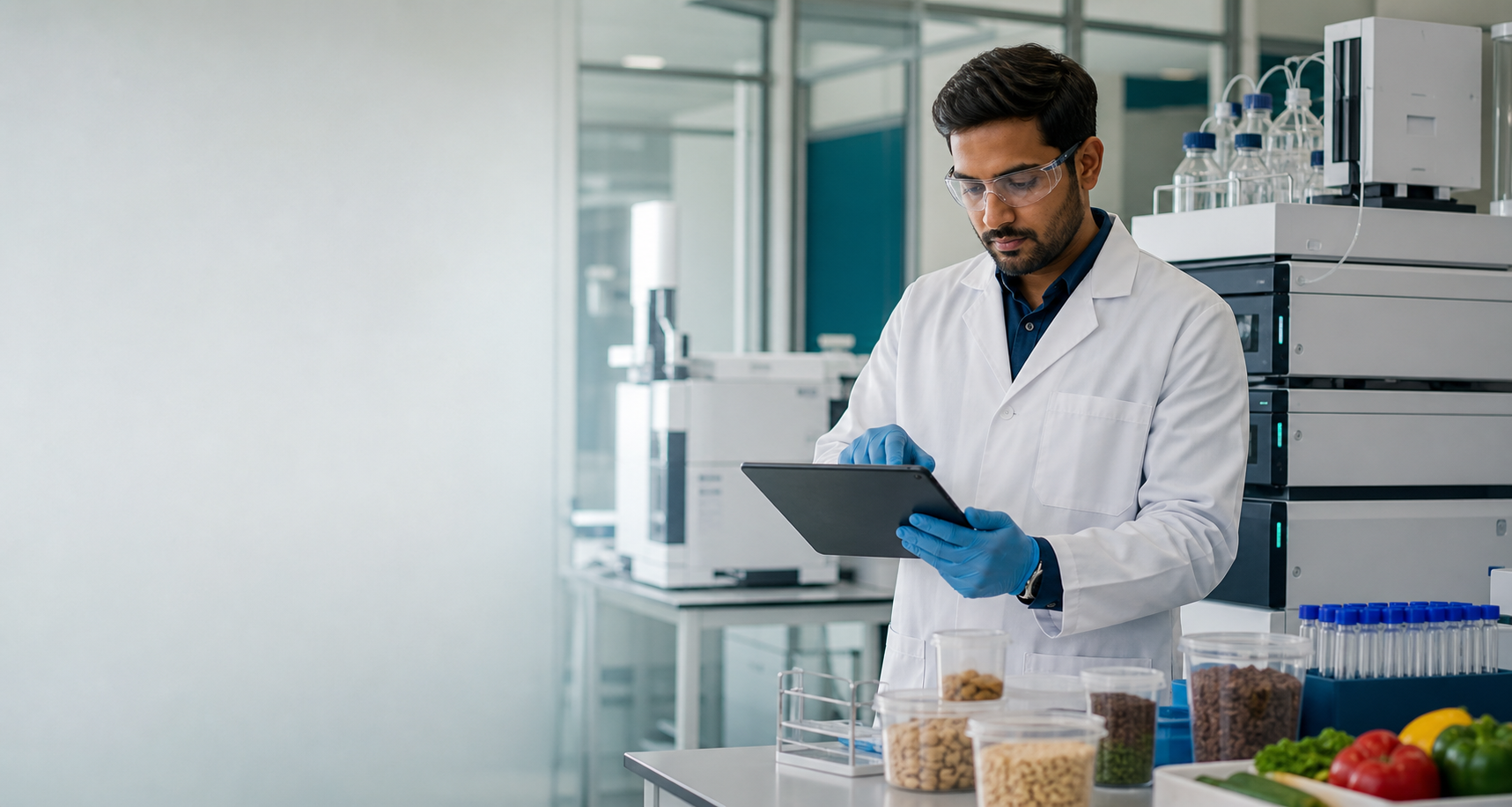 Quality consultant reviewing analytical laboratory documentation